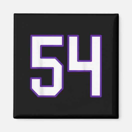 Weiße und Lila Nummer 54 Jersey Player Uniform # Magnet (Vorne)