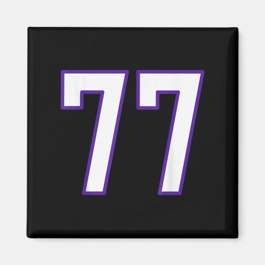 Weiße und Lila Nummer 77 Jersey Player Uniform # Magnet (Vorne)