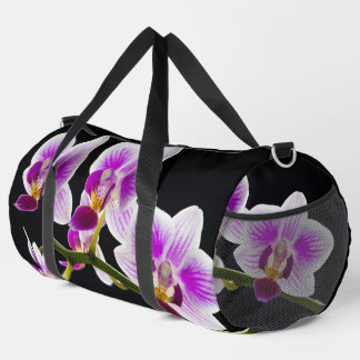 Weiße und lila Orchidee Duffle Bag