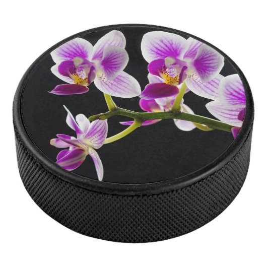 Weiße und lila Orchidee Eishockey Puck (3/4)