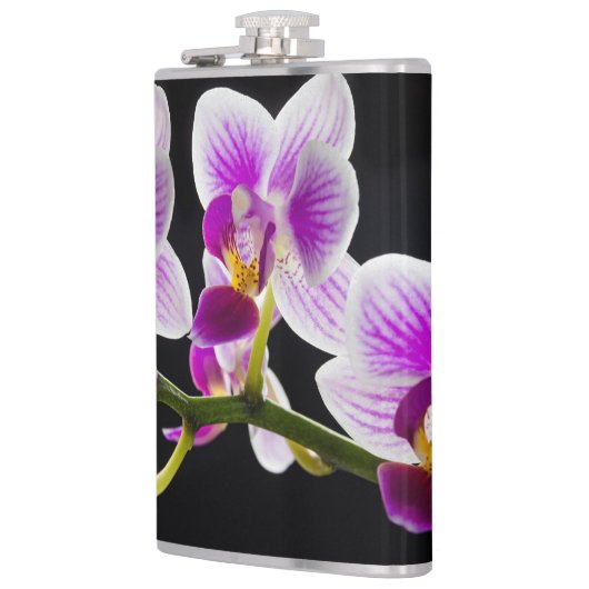 Weiße und lila Orchidee Flachmann (Links)