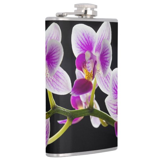 Weiße und lila Orchidee Flachmann (Rechts)