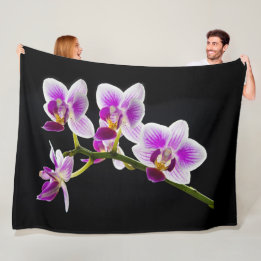 Weiße und lila Orchidee Fleecedecke