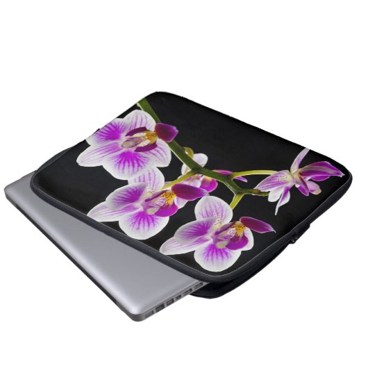 Weiße und lila Orchidee Laptopschutzhülle (Vorne Knopf)