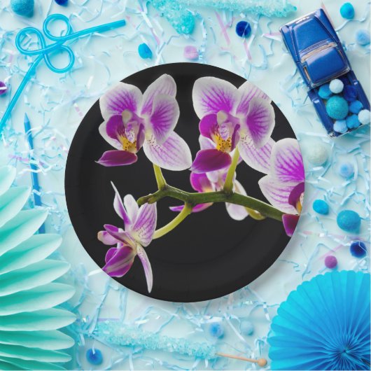 Weiße und lila Orchidee Pappteller (Party)