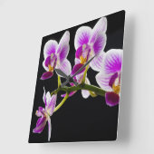 Weiße und lila Orchidee Quadratische Wanduhr (Winkel)