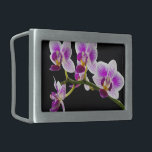 Weiße und lila Orchidee Rechteckige Gürtelschnalle<br><div class="desc">Eine schöne,  weiße und lila Orchidee.</div>
