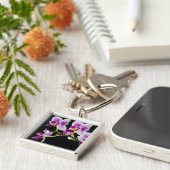 Weiße und lila Orchidee Schlüsselanhänger (Seite)