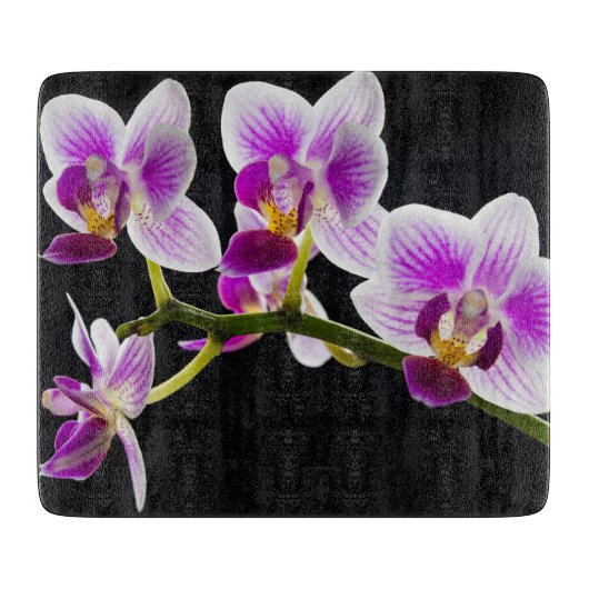 Weiße und lila Orchidee Schneidebrett (Vorderseite)