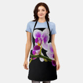 Weiße und lila Orchidee Schürze (Getragen)
