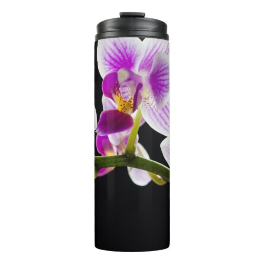 Weiße und lila Orchidee Thermosbecher (Vorderseite)