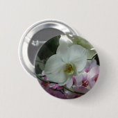 Weiße und Lila Orchideen Button (Vorne & Hinten)