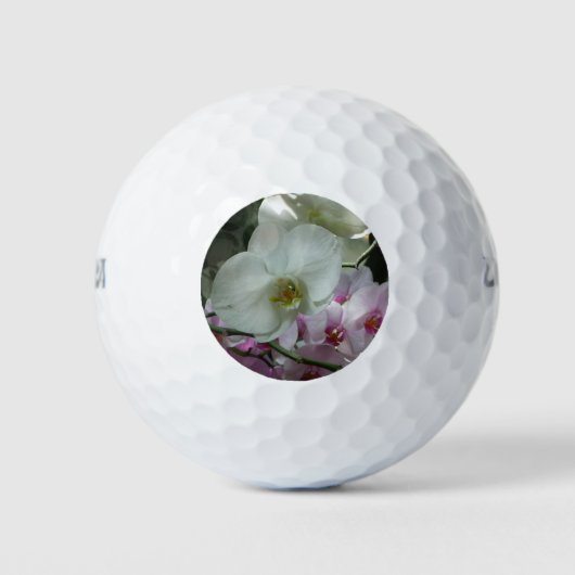 Weiße und Lila Orchideen Golfball (Vorderseite)