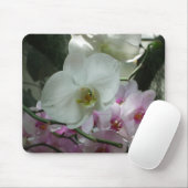 Weiße und Lila Orchideen Mousepad (Mit Mouse)