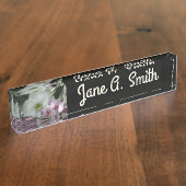 Weiße und Lila Orchideen Namensplakette (Seite)