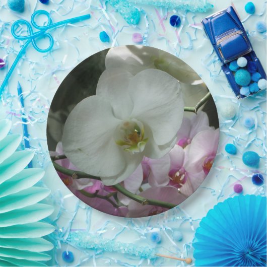 Weiße und Lila Orchideen Pappteller (Party)