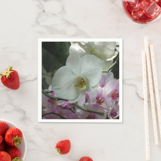 Weiße und Lila Orchideen Serviette (Beispiel)