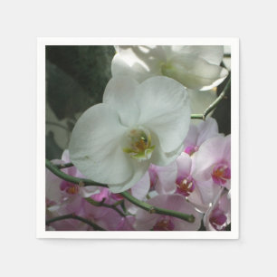Weiße und Lila Orchideen Serviette