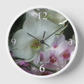 Weiße und Lila Orchideen Uhr (Vorderseite)