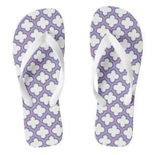 Weiße und Lila Trellis, Gitter, Quatrefolie Badesandalen
