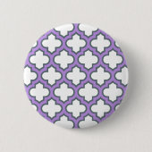 Weiße und Lila Trellis, Gitter, Quatrefolie Button (Vorderseite)