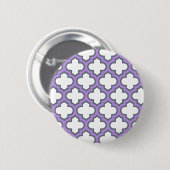 Weiße und Lila Trellis, Gitter, Quatrefolie Button (Vorne & Hinten)