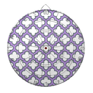 Weiße und Lila Trellis, Gitter, Quatrefolie Dartscheibe