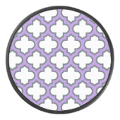 Weiße und Lila Trellis, Gitter, Quatrefolie Eishockey Puck (Vorderseite)