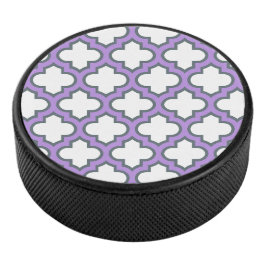Weiße und Lila Trellis, Gitter, Quatrefolie Eishockey Puck