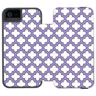 Weiße und Lila Trellis, Gitter, Quatrefolie Incipio Watson™ iPhone 5 Geldbörsen Hülle