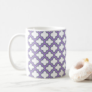 Weiße und Lila Trellis, Gitter, Quatrefolie Kaffeetasse