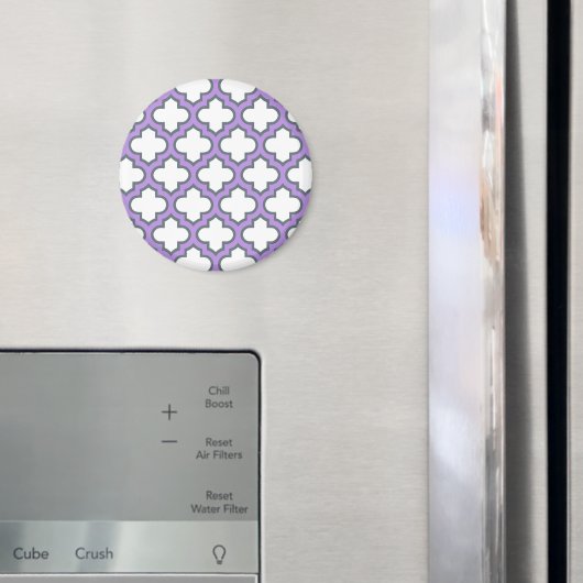 Weiße und Lila Trellis, Gitter, Quatrefolie Magnet (In Situ (Kühlschrank))