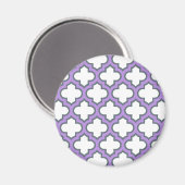 Weiße und Lila Trellis, Gitter, Quatrefolie Magnet (Vorderseite/Rückseite)