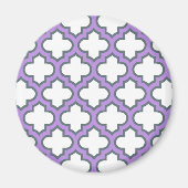 Weiße und Lila Trellis, Gitter, Quatrefolie Magnet (Vorne)