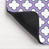 Weiße und Lila Trellis, Gitter, Quatrefolie Mousepad (Ecke)