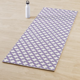 Weiße und Lila Trellis, Gitter, Quatrefolie Yogamatte