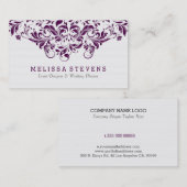 Weiße und Lila Vintage Wirbel Visitenkarte (Vorne/Hinten)