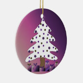 Weiße und Lila Weihnachtsbaume Keramikornament (Rechts)