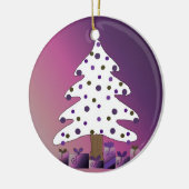 Weiße und Lila Weihnachtsbaume Keramikornament (Links)