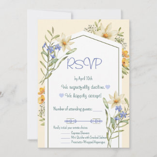 Weiße und lila Wildblumen geometrische RSVP-Karte Einladung