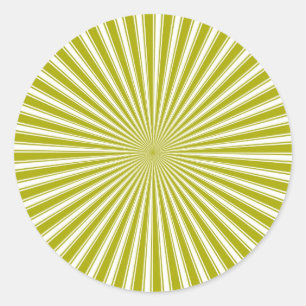Weiße und Limone Funky Strip Abstrakte Kunst Runder Aufkleber