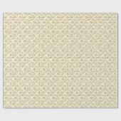 Weiße und metallische Shiny Gold Floral Damaskus Geschenkpapier (Flach)