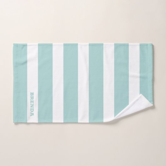 Weiße und minzgrüne Streifen Badhandtuch Set (Handtuch)