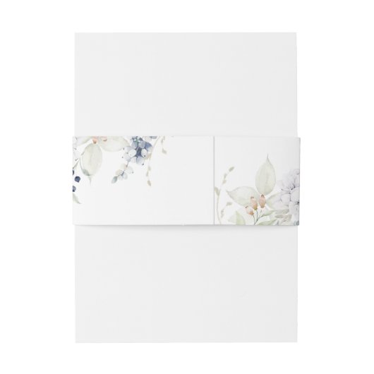 Weiße und Navy-Floral, Monogramm-Hochzeit Einladungsbanderole (Rückseitenbeispiel)