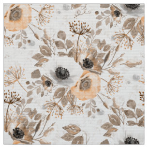 Weiße und orange Anemonenblüten. Stoff