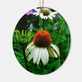 Weiße und orange KoneBlumen Keramik Ornament (Links)