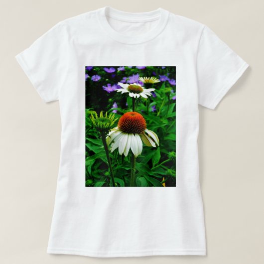 Weiße und orange KoneBlumen T-Shirt (Design vorne)