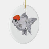 Weiße und orange Oranda Keramikornament (Rechts)