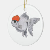 Weiße und orange Oranda Keramikornament (Links)