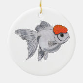 Weiße und orange Oranda Keramikornament (Hinten)